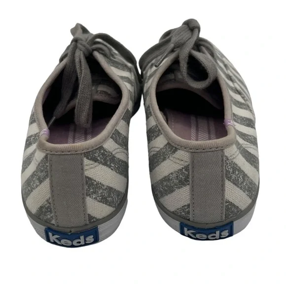 Keds Gray Off White Striped Canvas Sneakers Size 7 Women's - Picture 7 of 8
